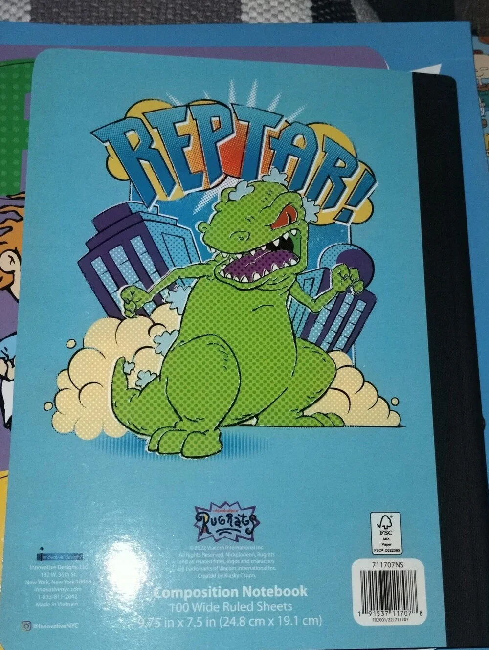 New Rugrats Reptar Rules! 3 Ring Binder Folder, Spiral Notebook & Paper Pad .